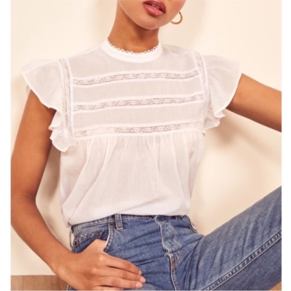 Reformation Dahlia Lace Top